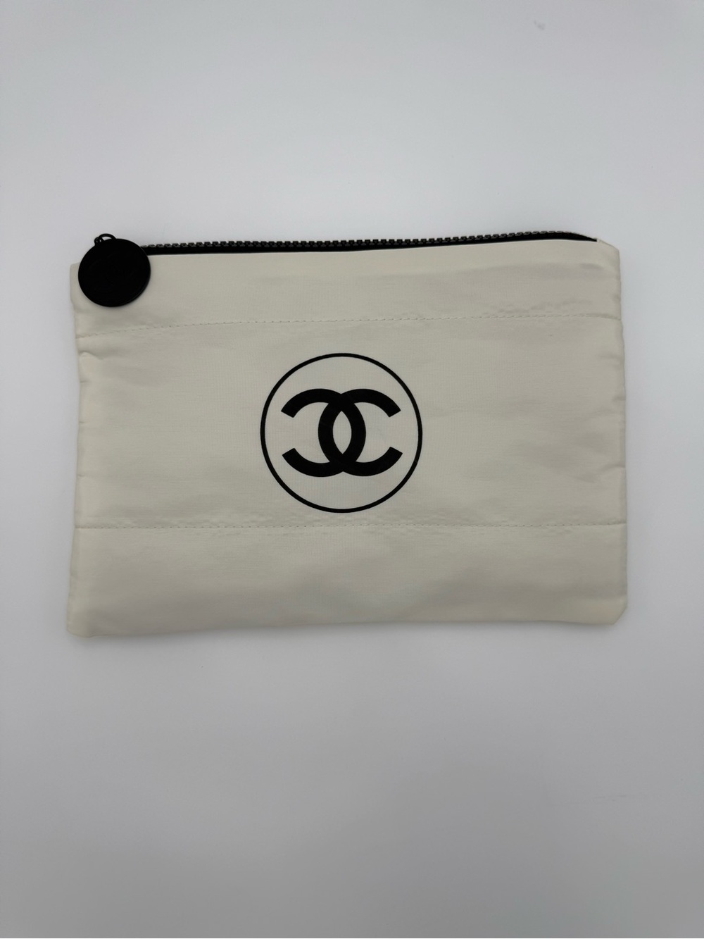 CHANEL Beauty VIP Gift White Canvas Cosmetic Pouch Clutch Bag